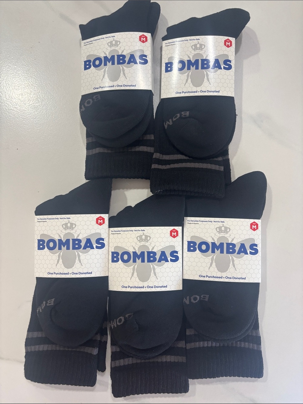 5 pairs Bombas medium crew length socks